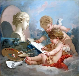 Cupids, Allegory of Painting by Francois Boucher Cupids, Allegory of Painting by Francois Boucher
