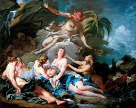 Mercury Entrusting the Infant Bacchus to the Nymphs of Nysa by Francois Boucher Mercury Entrusting the Infant Bacchus to the Nymphs of Nysa by Francois Boucher