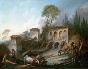 Imaginary Landscape with the Palatine Hill from Campo Vaccino 1734 by Francois Boucher