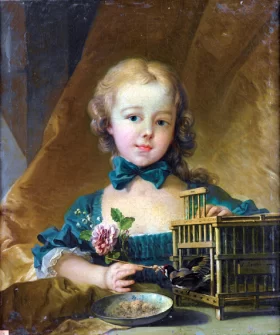 Portrait of Alexandrine Le Normant d'Étiolles, playing with a Goldfinch by Francois Boucher Portrait of Alexandrine Le Normant d'Étiolles, playing with a Goldfinch by Francois Boucher
