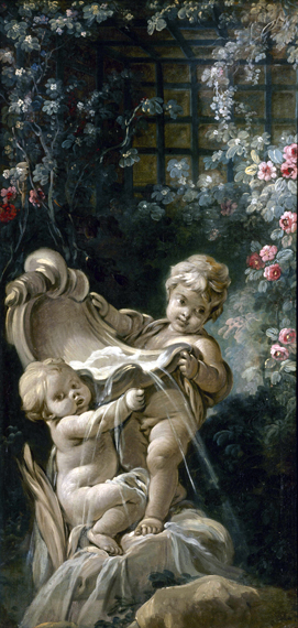 Fontaine avec deux amours dont l'un est agenouillé by Francois Boucher Fontaine avec deux amours dont l'un est agenouillé by Francois Boucher