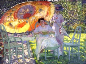 The Garden Parasol by Frederick Carl Frieseke