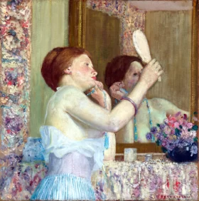 Woman With A Mirror by Frederick Carl Frieseke Woman With A Mirror by Frederick Carl Frieseke