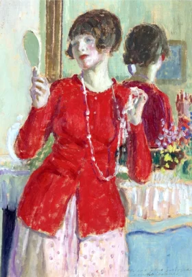 Woman With A Mirror by Frederick Carl Frieseke Woman With A Mirror by Frederick Carl Frieseke