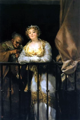 Maja and celecstina on the balcony by Francisco Goya