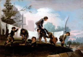 Children playing leapfrog by Francisco Goya Children playing leapfrog by Francisco Goya