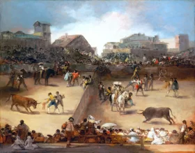 Bullfight in a Divided Ring 1816 by Francisco Goya