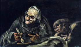 Two old men eating by Francisco Goya