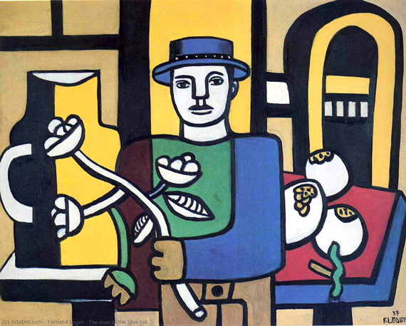 The man in the blue hat by Fernand Leger, oil painting reproduction on canvas The man in the blue hat by Fernand Leger
