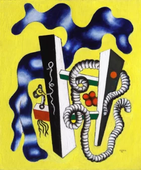 Élément de barrière et cordage, fond jaune by Fernand Leger Élément de barrière et cordage, fond jaune by Fernand Leger