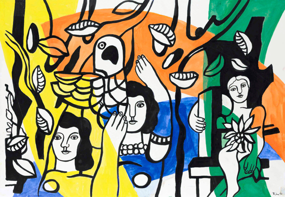 Les femmes au perroquet by Fernand Leger
