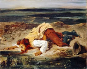 Wounded Brigand 1825 by Eugene Delacroix