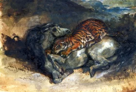 Tigre Attaquant Un Cheval by Eugene Delacroix Tigre Attaquant Un Cheval by Eugene Delacroix