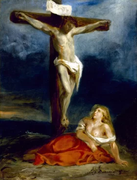 Saint Mary Magdalene at the Foot of the Cross 1829 by Eugene Delacroix
