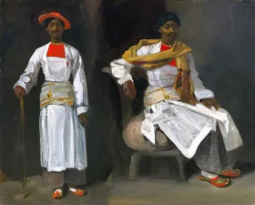 Two Studies of an Indian From Calcutta, Seated and Standing by Eugene Delacroix