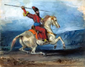 A Persian Horseman With a Lance by Eugene Delacroix A Persian Horseman With a Lance by Eugene Delacroix