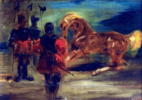 A Horse and Three Men in Arms by Eugene Delacroix A Horse and Three Men in Arms by Eugene Delacroix
