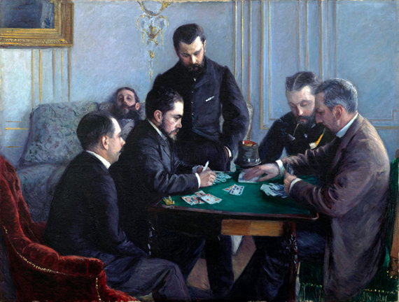 A Game of Bezique 1881 by Gustave Caillebotte, oil painting reproduction on canvas A Game of Bezique 1881 by Gustave Caillebotte