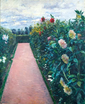 Garden Path with Dahlias in Petit Gennevilliers by Gustave Caillebotte Garden Path with Dahlias in Petit Gennevilliers by Gustave Caillebotte