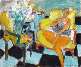 Danseuse Dans Un Intérieur, Carrelage Vert et Noir by Henri Matisse