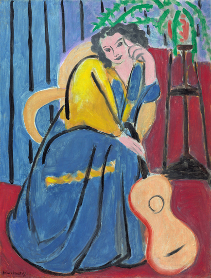 Girl in Yellow and Blue with Guitar by Henri Matisse, oil painting reproduction on canvas Girl in Yellow and Blue with Guitar by Henri Matisse