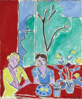 Two Girls, Red and Green Background by Henri Matisse Two Girls, Red and Green Background by Henri Matisse