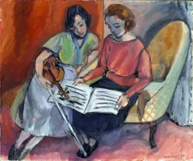 The Music Lesson, Two Women Seated on a Divan by Henri Matisse The Music Lesson, Two Women Seated on a Divan by Henri Matisse