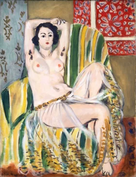 Odalisque Seated with Arms Raised, Green Striped Chair by Henri Matisse