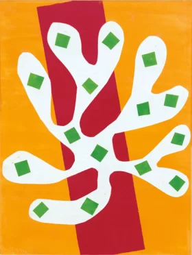 White Alga On Orange And Red Background (Algue Blanche Sur Fond Orange Et Rouge) by Henri Matisse