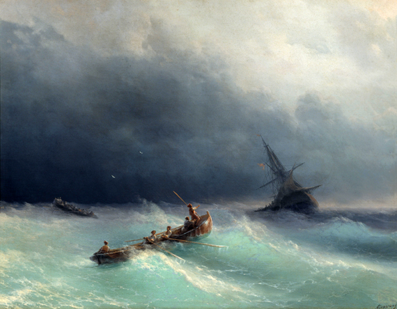 Storm at sea 1873 by Ivan Aivazovsky, oil painting reproduction on canvas Storm at sea 1873 by Ivan Aivazovsky