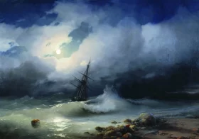 Stormy sea at night 1853 by Ivan Aivazovsky Stormy sea at night 1853 by Ivan Aivazovsky