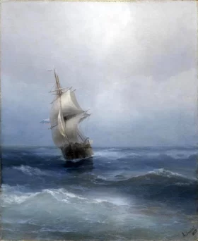 A Russian two-master on the open sea., 1885 by Ivan Aivazovsky A Russian two-master on the open sea., 1885 by Ivan Aivazovsky