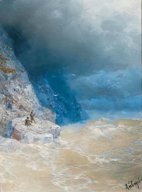 Choppy seas near a rocky coast, 1899 by Ivan Aivazovsky Choppy seas near a rocky coast, 1899 by Ivan Aivazovsky