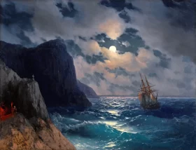 Passing Ship on a Moonlit Night by Ivan Aivazovsky Passing Ship on a Moonlit Night by Ivan Aivazovsky