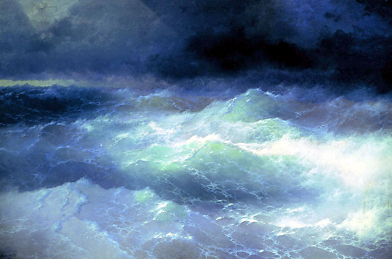 Among the waves 1898 1 by Ivan Aivazovsky, oil painting reproduction on canvas Among the waves 1898 1 by Ivan Aivazovsky