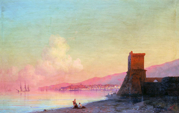Feodosia, Sunrise 1852 by Ivan Aivazovsky, oil painting reproduction on canvas Feodosia, Sunrise 1852 by Ivan Aivazovsky