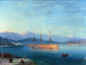 French Ships Departing the Black Sea 1871 by Ivan Aivazovsky French Ships Departing the Black Sea 1871 by Ivan Aivazovsky