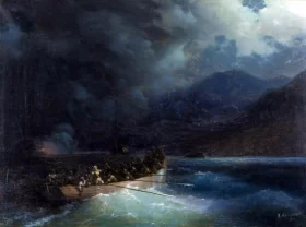 Heroine Bobolin with hunters breaks under a hail of shots on a boat through the Turkish fleet 1880 by Ivan Aivazovsky Heroine Bobolin with hunters breaks under a hail of shots on a boat through the Turkish fleet 1880 by Ivan Aivazovsky