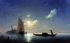 Gondelier at sea at night 1843 by Ivan Aivazovsky Gondelier at sea at night 1843 by Ivan Aivazovsky