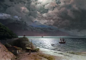 Moonlit night on the Black Sea coast, in the Caucasus 1891 by Ivan Aivazovsky Moonlit night on the Black Sea coast, in the Caucasus 1891 by Ivan Aivazovsky