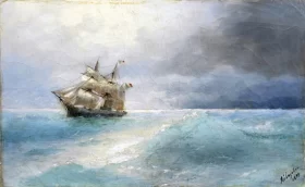 Italian ship at sea by Ivan Aivazovsky