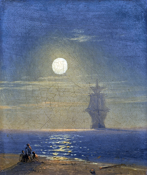 Full Moon, 1855 by Ivan Aivazovsky, oil painting reproduction on canvas Full Moon, 1855 by Ivan Aivazovsky