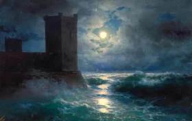 Genoese towers in the Black Sea by Ivan Aivazovsky Genoese towers in the Black Sea by Ivan Aivazovsky