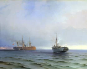 The capture of the steamer "Russia" Turkish military vehicles "Messina" on the Black sea by Ivan Aivazovsky