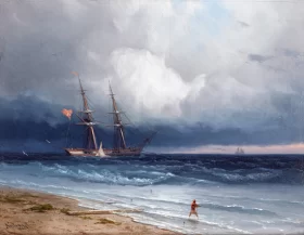 Ship by the Shore by Ivan Aivazovsky