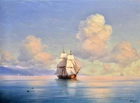 SHIP OFF THE COAST, 1874 by Ivan Aivazovsky