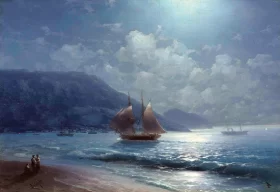 Off the coast near Yalta by moonlight by Ivan Aivazovsky