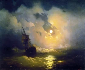 Stormy sea at night 1849 by Ivan Aivazovsky