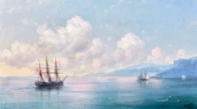 Ship off the Crimean Coast 1881 by Ivan Aivazovsky