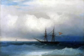 Stormy waters near Biarritz by Ivan Aivazovsky